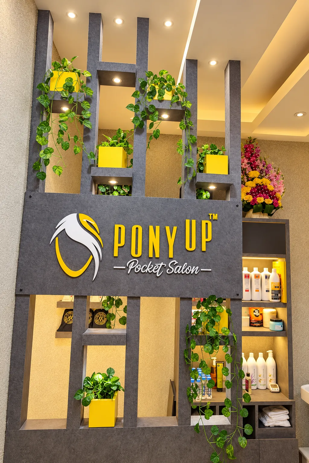 The PonyUp Pocket Salon feature wall at Diamond City